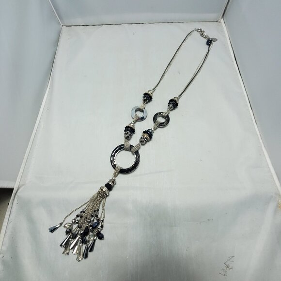 ALI khan uber statement pendant neck in faceted donut crystals and glass beads - Picture 3 of 13